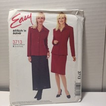 Easy Stitch &#39;n Save 3713 Size 14-20 Misses&#39; Miss Petite Shirt-Jacket Bias Skirt - £10.16 GBP