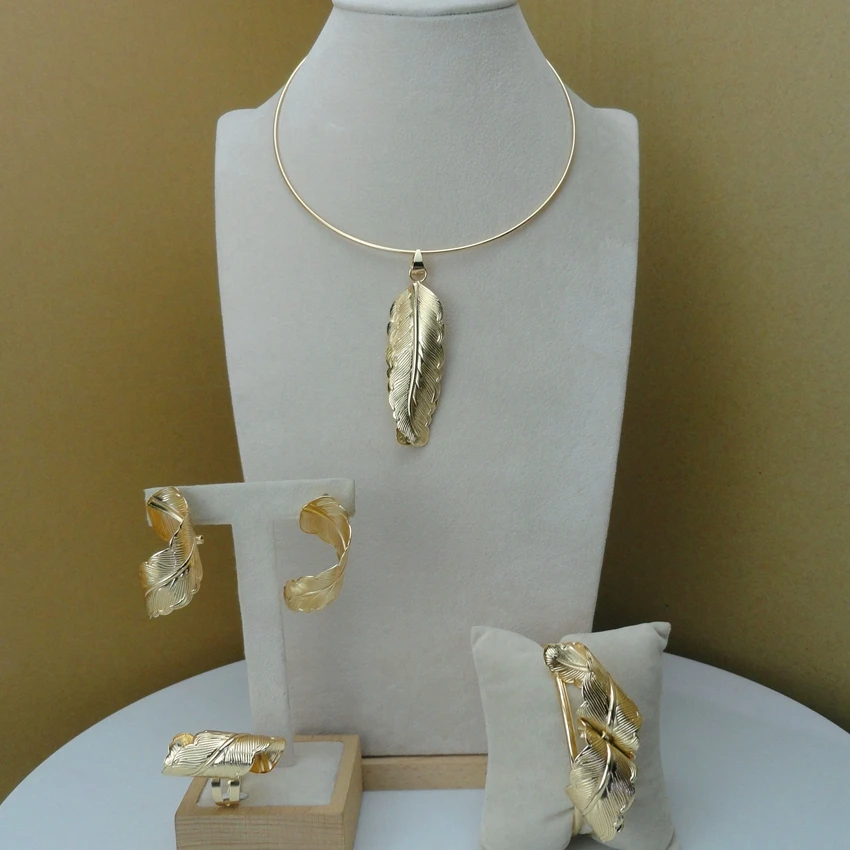Necklace Bracelet Earrings Ring Jewelry Sets For Nigerian Women FHK7472 - $57.53