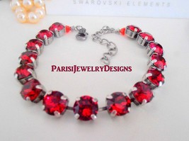 Ruby Red Tennis Bracelet in Platinum | July Birthstone Jewelry | Birthday Gift - £35.97 GBP