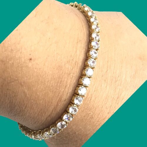 Primary image for JCM Italy Gold toned 925 Sterling Silver w/ Cubic Zirconia Bracelet 7”