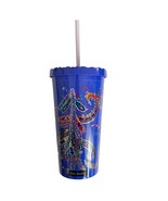 Vera Bradley Blue French Paisley Double Wall 20 oz Tumbler With Straw NWOT - £16.22 GBP