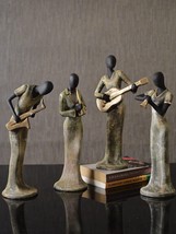 Set of 4 Musical Ladies Playing Instrument Statues Showpiece Polyresin34 cm Each - £94.73 GBP