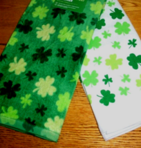 Shamrock Hand Towels Set of 2 Kitchen Bathroom Or Bar Irish Home Decorat... - $14.84