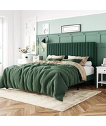 Allewie Queen Bed Frame, Velvet Upholstered Platform Bed With Adjustable... - $213.99