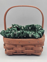 Longaberger 2006 Small 5.5&quot; Square Basket with Handle &amp; Fabric Liner - £10.83 GBP