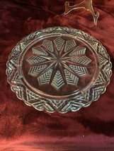Vintage Federal Glass Snowflake Pattern 11.5&quot; Glass Cake//Pie Footed Plate - £9.31 GBP