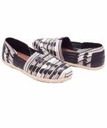 TOMS Huarache Black White Leather Fabric Woven Slip On Sandal Comfort Sh... - $19.20