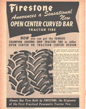 1949 Firestone Magazine Ad Introducing NEW Curved Bar Tractor Tire B&amp;W G... - £10.82 GBP