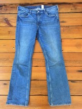 H+M &amp;Denim Bootcut Faded Wash Cotton Zip Up Blue Jeans Womens 32 32x30 - $16.99