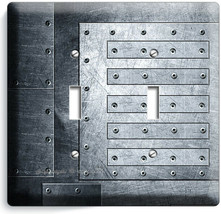 Matal Grunge Steel Rivets Look Light Switch 2 Gang Plates Man Cave Garege Decor - $12.08