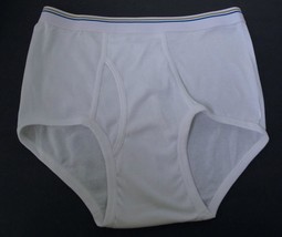 NOS Towncraft White Men&#39;s Briefs Underwear 38 Blue Gold Stripe Elastic Waistband - £19.12 GBP