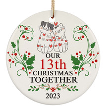 Funny Couple Cat Ornament Christmas Gift Decor 13th Wedding 13 Years Anniversary - £11.83 GBP