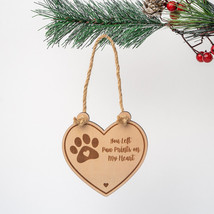 NEW You Left Pawprints on my Heart Wood Memorial Christmas Ornament 4 in... - £5.45 GBP