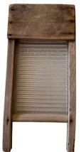 Vintage 1920&#39;s Crystal Washboard Wooden Frame Ribbed Glass 11x5&quot; Salesma... - $35.99