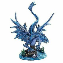 Large 10.25&quot;H Aqua Elemental Pearl Water Dragon Swimming In Deep Sea Statue - £57.89 GBP