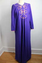 Vtg Vanity Fair M Purple Plush Fleece Embroidered Zip Robe USA - £19.40 GBP