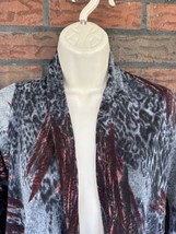 Red Black White Animal Print Open Cardigan Small Long Sleeve Stretch Swe... - $8.55
