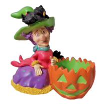 Vintage Ceramic Halloween Witch Pumpkin Candle Holder Planter Jack-O-Lan... - £11.43 GBP