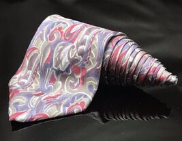 Blair Men's Red Purple with Leaf Floral tropical Pattern Tie - $8.80