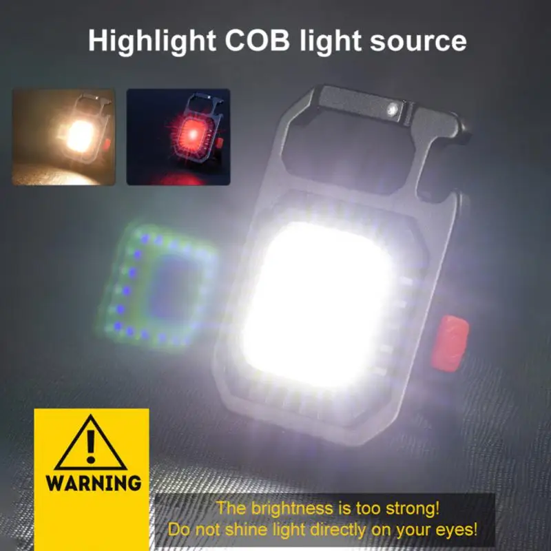 Mini COB Keychain Light USB Camping Lights Lantern Flashlight LED Carabiner - £16.25 GBP+