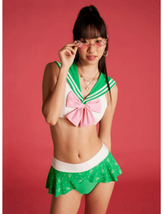 Sailor Moon Pretty Guardian Sailor Jupiter Cosplay Bikini Swim suit Set S - £39.11 GBP