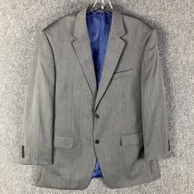 Bill Blass Blazer Men&#39;s 44L Suit Jacket Gray Wool Polyester 2 Buttons - $437.76 MXN