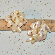 Vintage chunky retro mother of pearl cluster clip Earrings - $9.89