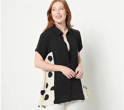 Truth + Style Printed and Solid Woven Tunic (Black Combo, X-Small) A491572 - £15.71 GBP