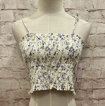 Wild Fable Floral Cropped Smocked Top Tie Shoulder Spaghetti Strap Size S NEW - £11.75 GBP