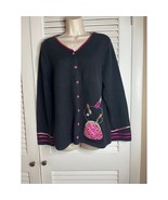 Vintage Michael Simon cardigan sweater embroidered sequined XL lipstick ... - $139.65 CAD