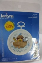 JANLYNN NEEDLECRAFT-Noah&#39;s Ark Mini Counted Cross Stitch Kit 2.5&quot; Round  - £3.94 GBP