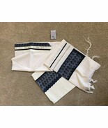 TALIT SET (TALIT/BAG) WOOL BLUE/LACE SIZE: 18 INCHES X 72 INCHES - MADE ... - $346.50
