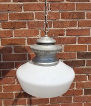 Bryant Milk Glass Ceiling Light Hanging Fixture w/Mounting School House Diner - £196.12 GBP