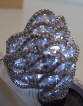 Sterling Silver 9.25 (Stamped) Large Bold &amp; Bling Ring Sz 8.75 Simply Stunning - £63.22 GBP