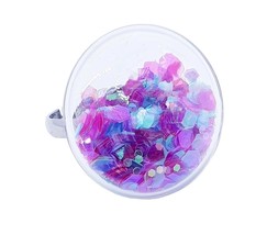 Unique Candy Shimmer Shaker Ring Adjustable Glass Handmade Gift Boxed Confetti - £9.83 GBP