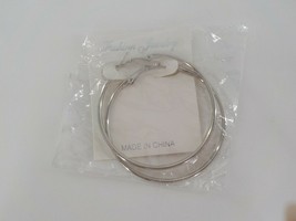 2 Inch Leverback Hoop Earrings Silver Color Fashion Jewelry Statement Womens Nip - £3.97 GBP