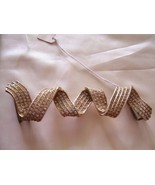 GOLD WAVY RIBBON PAVE RHINESTONES BELT SLIDE 1.25&quot; BELT - £38.82 GBP