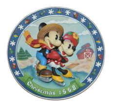 Enesco Christmas 1998 Mickey &amp; Minnie Mouse 3D Plate #363332 NEW - £22.94 GBP