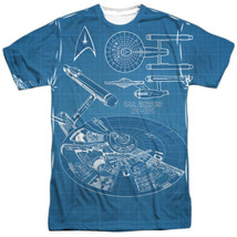 Star Trek USS Enterprise Multi Angle Sublimation Two Dided Print T-Shirt NEW - $33.85