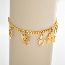 2021 New Stainless Steel Bracelet Gold Fashion Four Leaf Clover Heart Cat House  - £9.93 GBP