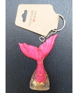 Handcrafted Mermaid&#39;s Tail Keychain Pink With Gold Flecks - £11.67 GBP