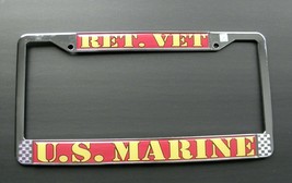 Us Marine Retired Veteran Marines License Plate Frame 6X12 Inches Chrome Plated - £9.17 GBP