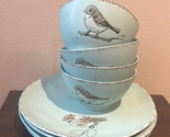 Spectrum Inhomestylez Spring Bird 4 Dinner Plates &amp; 4 Bowls Ceramic Aqua - $124.97