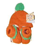 Little Me Pumpkin Themed Hat And Booties 0-6 Months Baby New - $15.84