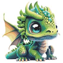 Counted Cross Stitch patterns/ Beautiful Green Baby Dragon/ Animals 165 - £7.11 GBP