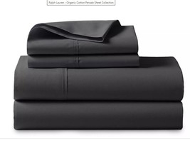 Ralph Lauren Palmer Percale Organic Cotton 4P Queen Sheet Set loft Gray - £155.71 GBP