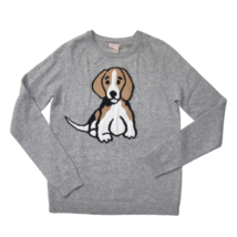 NWT Philosophy Cashmere in Flannel Gray Brown Beagle Dog Crewneck Sweater S - £75.95 GBP