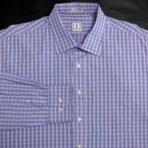 PETER MILLAR MEN&#39;S (L 18) LAVENDER PLAIDS &amp; CHECKS 100% COTTON DRESS SHI... - £18.56 GBP