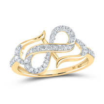 10kt Yellow Gold Womens Round Diamond Infinity Heart Ring 1/3 Cttw - £286.67 GBP