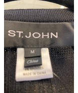 ST. JOHN Black Label Black &amp; White Silk Front Belted Knit Cardigan Sz M ... - £234.57 GBP